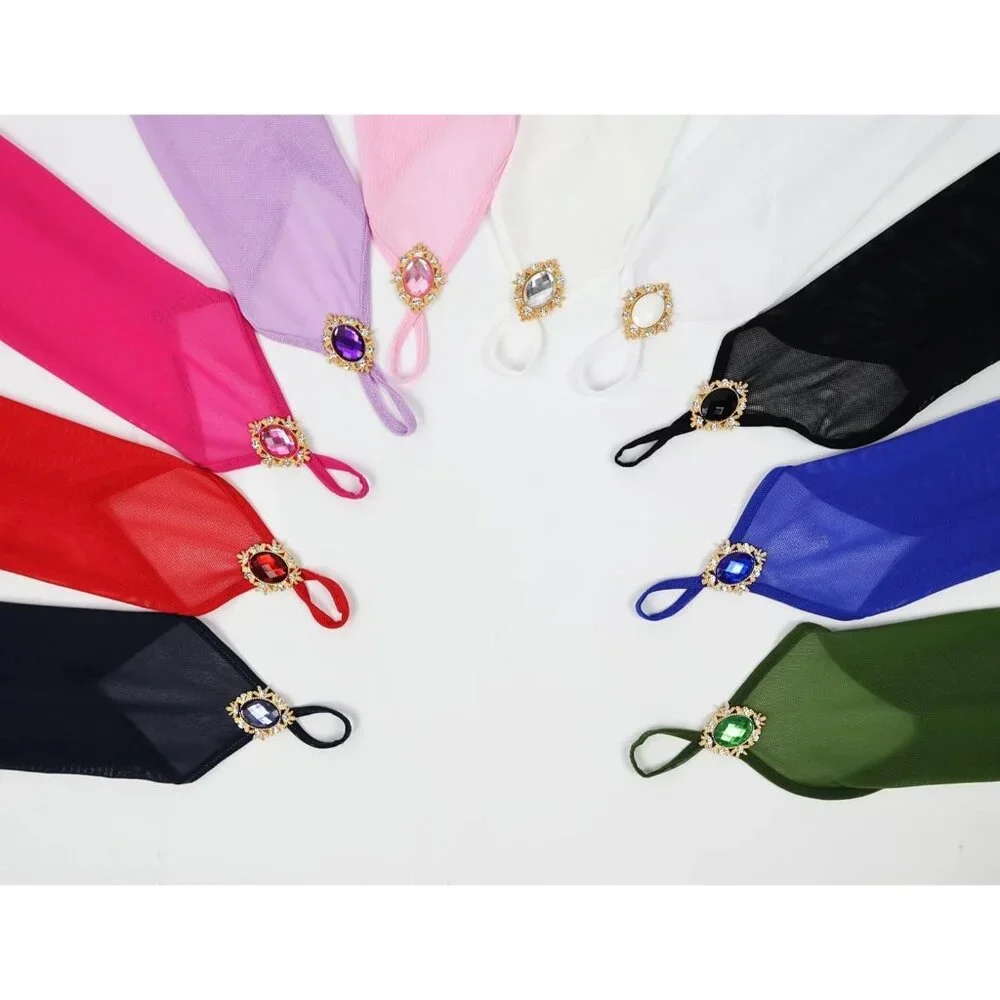 Women's Baby Pink Long Fabric Finger Loop Gloves Bridal Wedding Party Costume - Picture 6 of 6